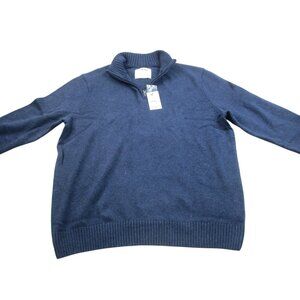 Sonoma Goods for Life Supersoft Sweater Men 2XL Blue Knit Ribbed Hem Quarter Zip